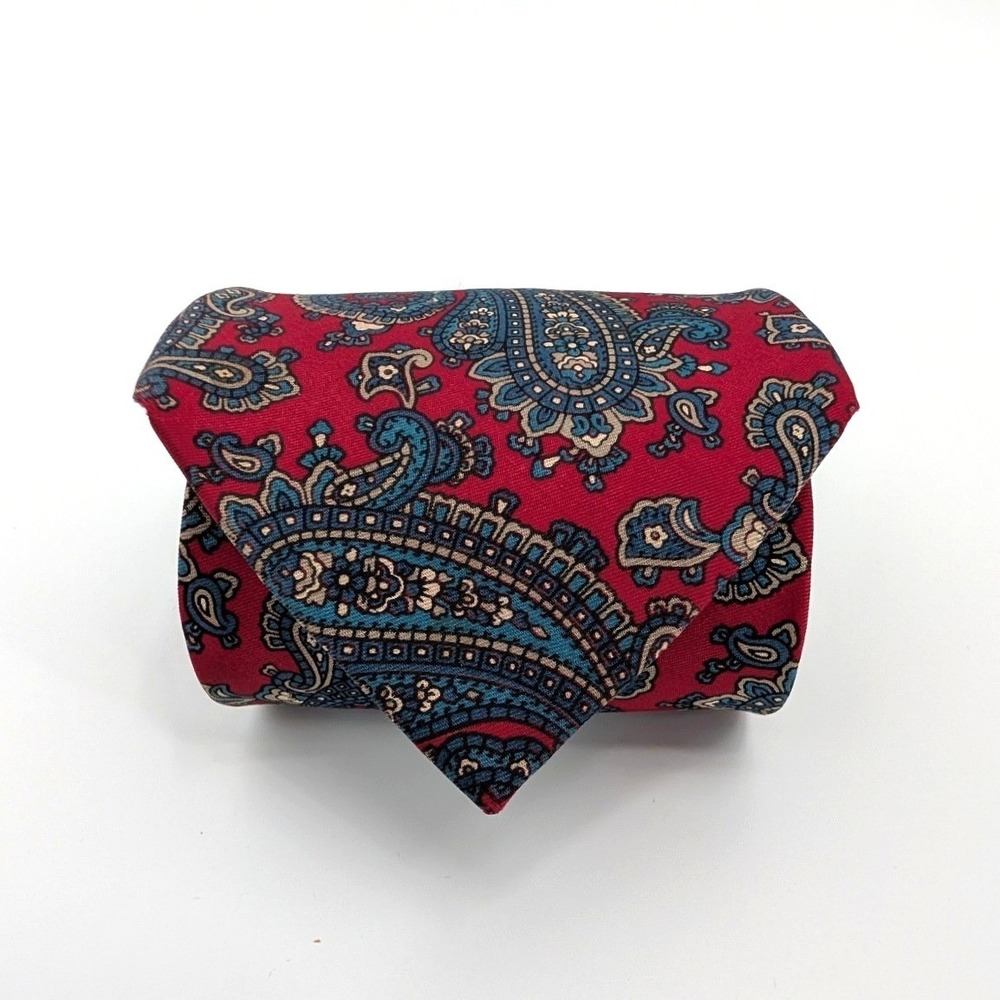 Christian Dior Monsieur Silk Tie Vintage Red Paisley Pattern Necktie - Picture 10 of 10